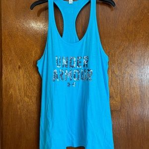 Under Armour blue loose fit heat gear tank. Size: Medium. Gently used condition